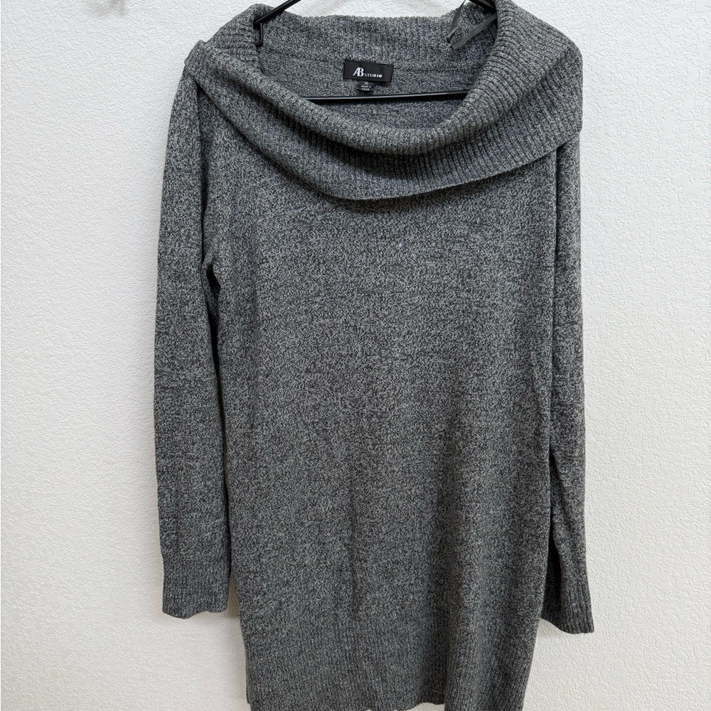 AB Studio Gray Cowl Neck Sweater Tunic